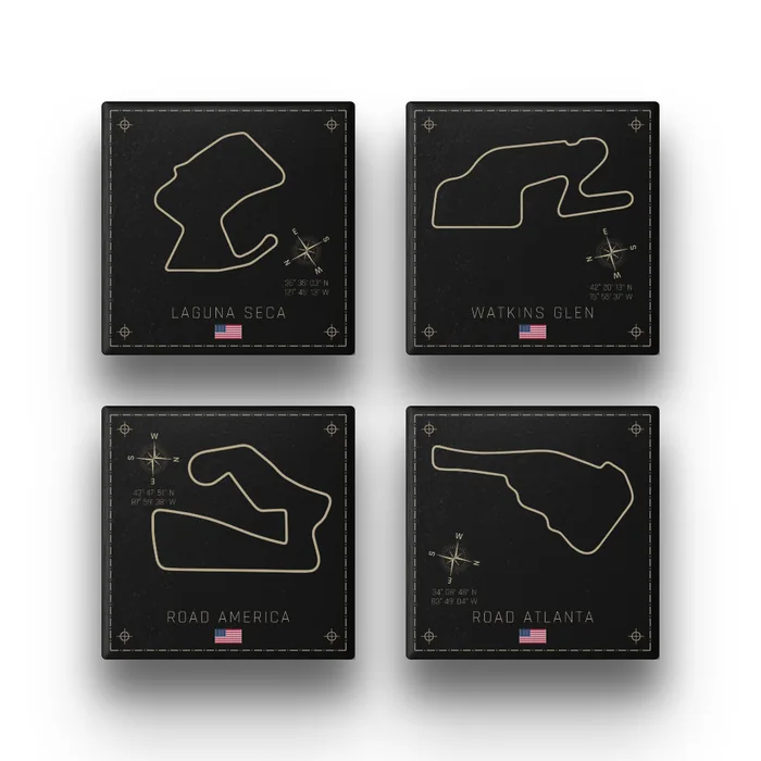 American Road Course Pack — ceramic coaster set