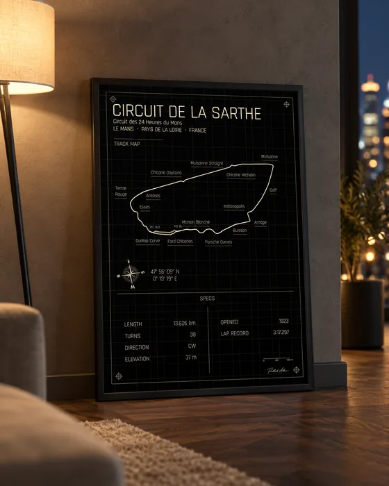 Circuit de la Sarthe framed — Midnight