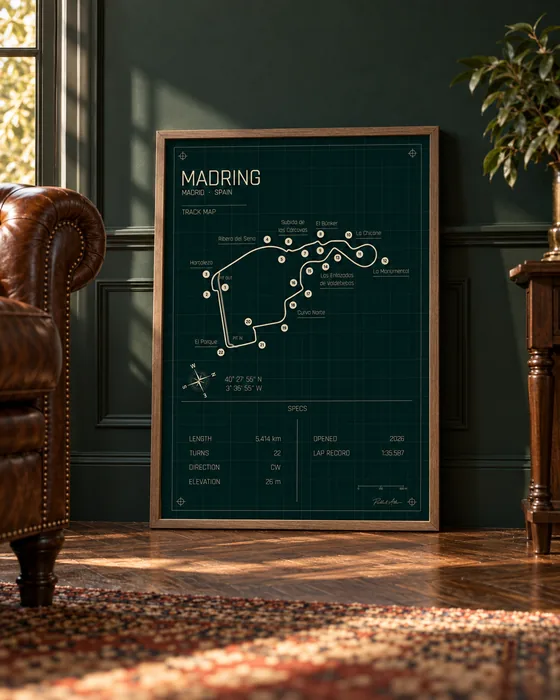 Madring framed track map poster, Heritage edition