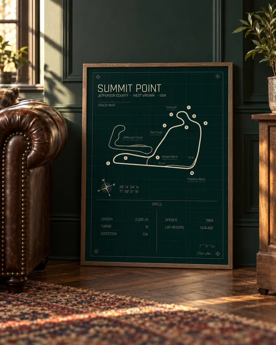 Póster enmarcado del circuito de Summit Point, edición Heritage