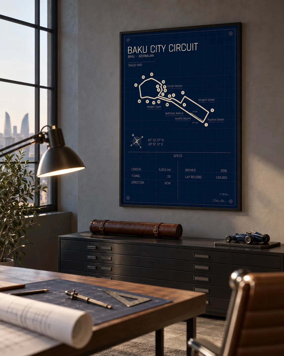 Baku City Circuit circuit poster — Blueprint
