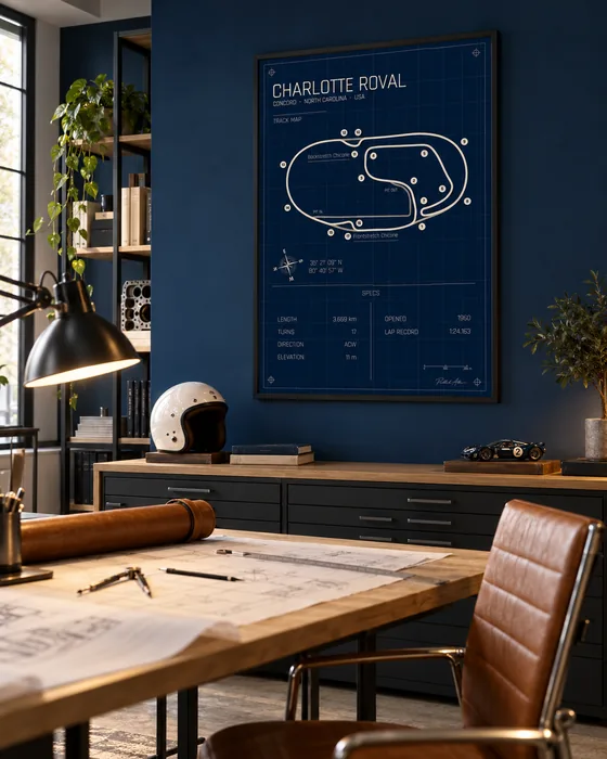 Charlotte Roval track map poster, Blueprint edition