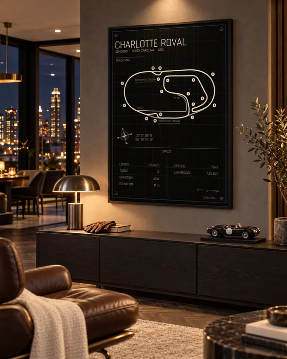 Charlotte Roval track map poster, Midnight edition