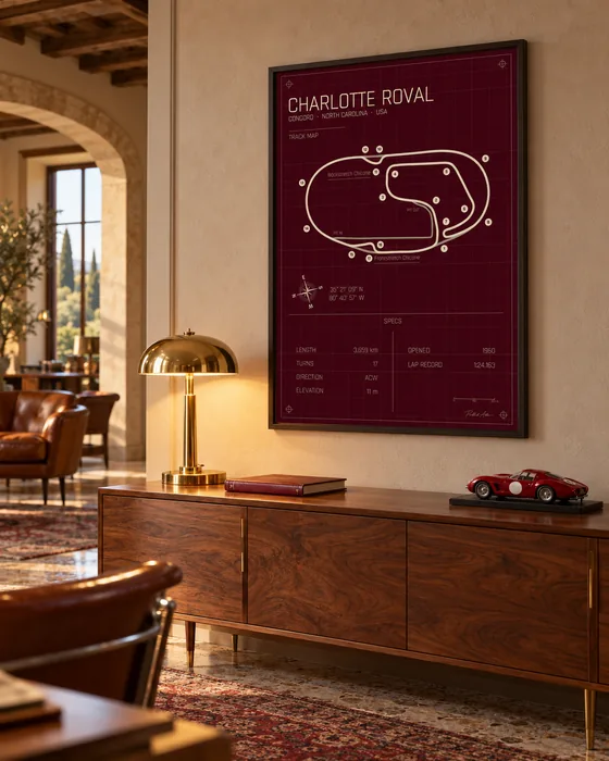 Charlotte Roval track map poster, Rosso edition