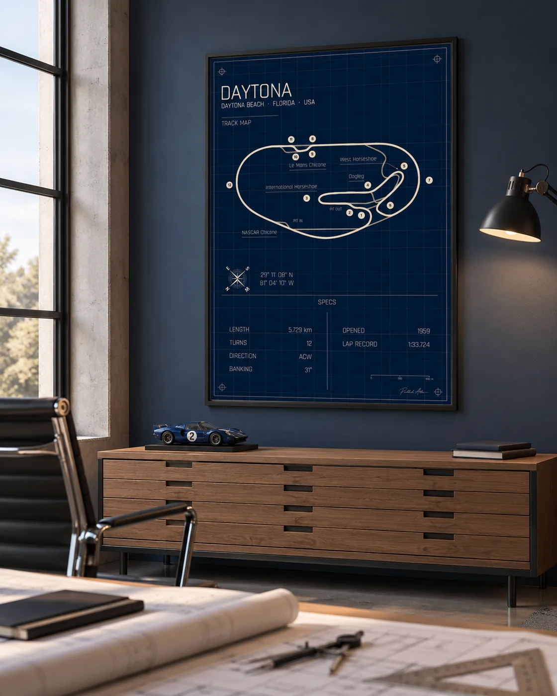 Daytona track map poster, Blueprint edition