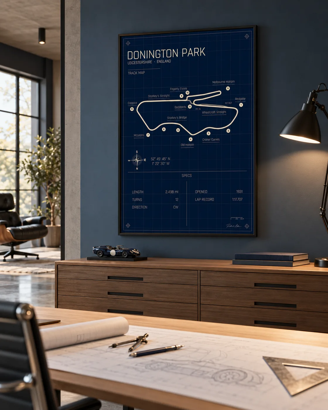 Donington Park track map poster, Blueprint edition