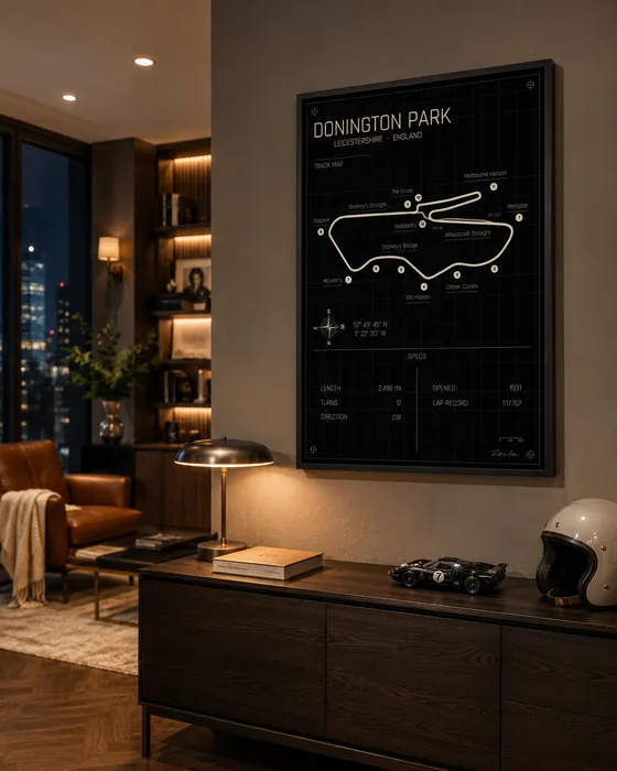 Donington Park circuit poster — Midnight edition