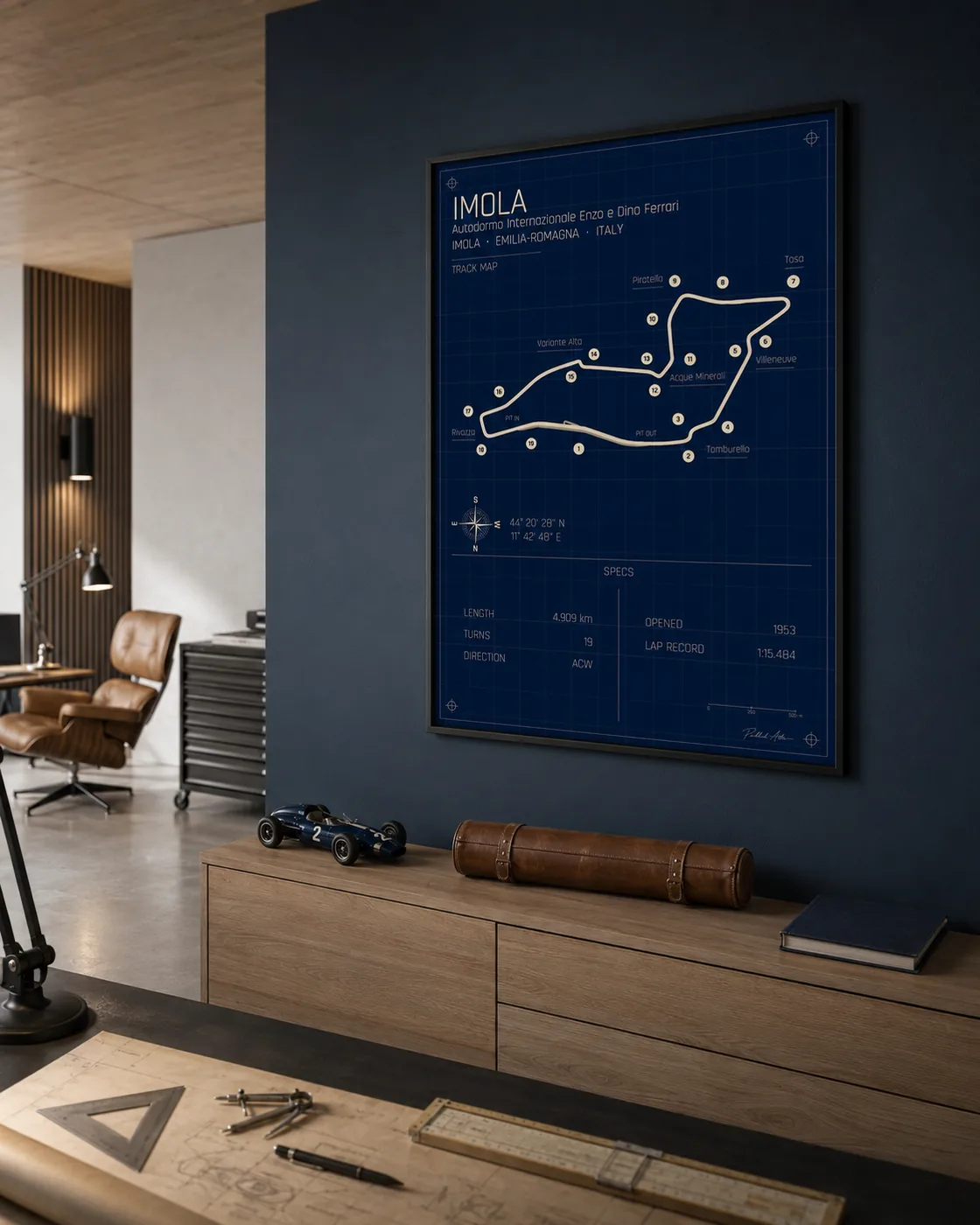 Imola circuit poster — Blueprint (Poster)