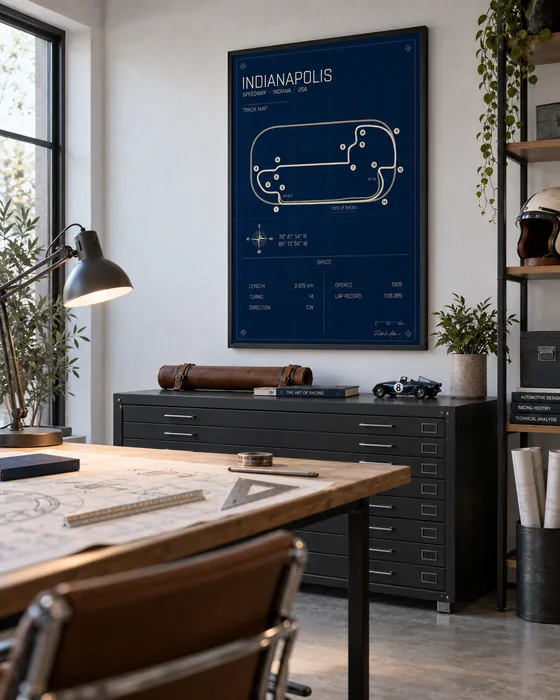 Indianapolis track map poster, Blueprint edition