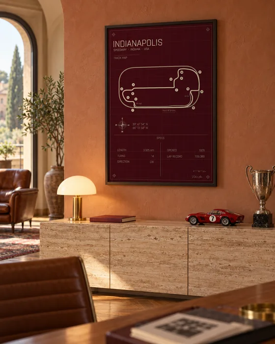 Indianapolis track map poster, Rosso edition