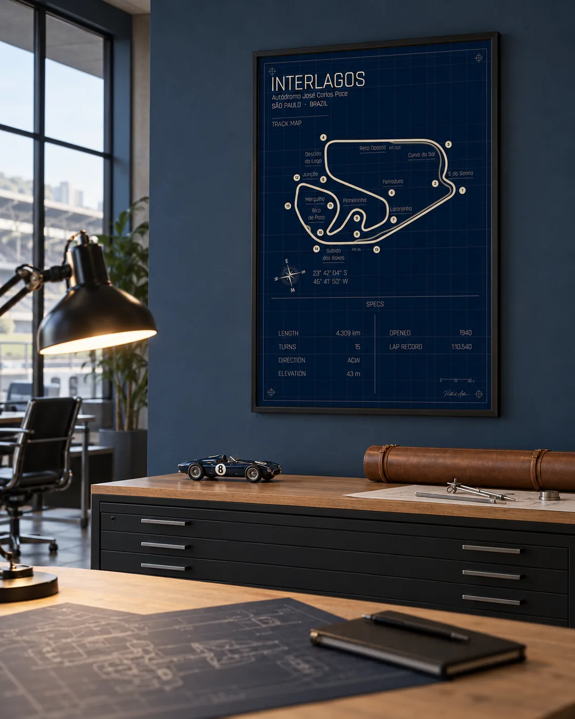 Interlagos circuit poster — Blueprint
