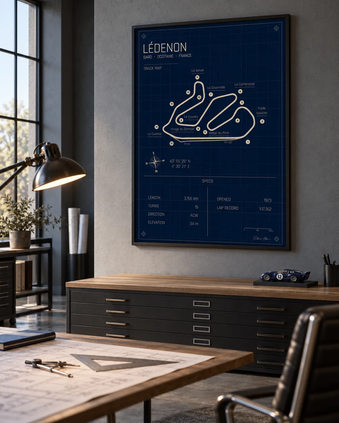 Lédenon track map poster, Blueprint edition