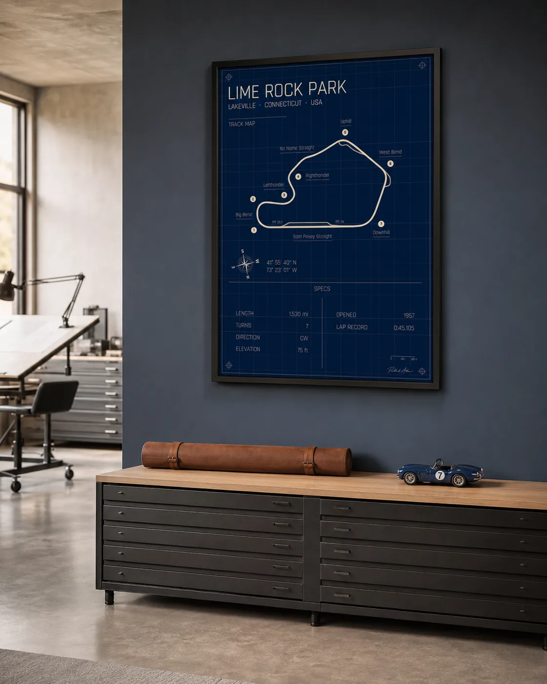 Lime Rock Park circuit poster — Blueprint