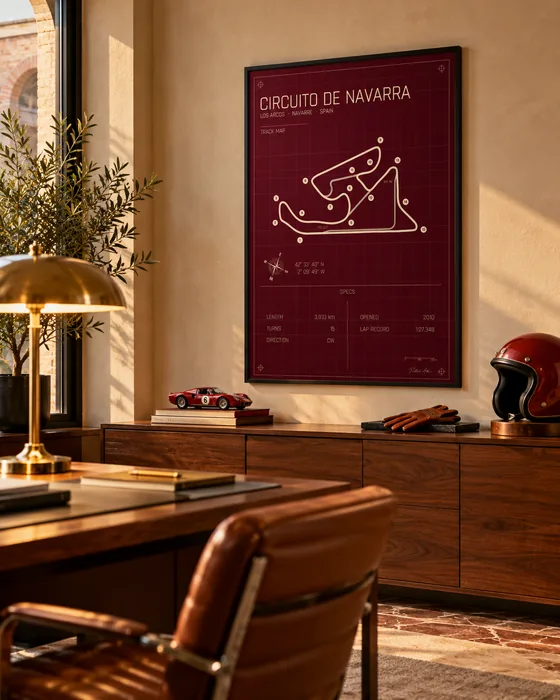 Navarra track map poster, Rosso edition
