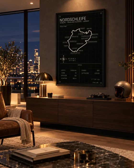 Nürburgring Nordschleife track map poster, Midnight edition