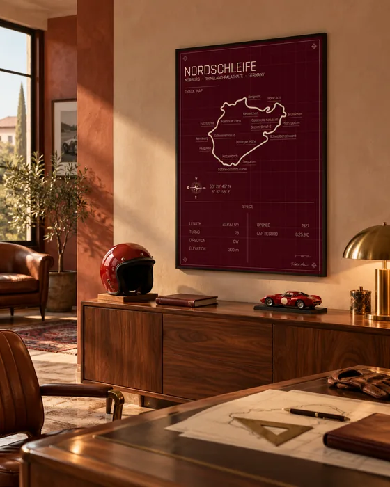 Nürburgring Nordschleife track map poster, Rosso edition