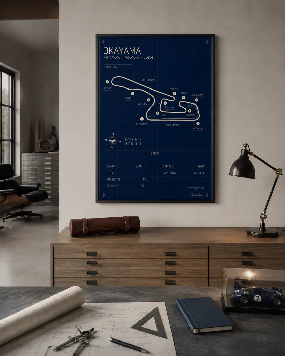 Okayama circuit poster — Blueprint