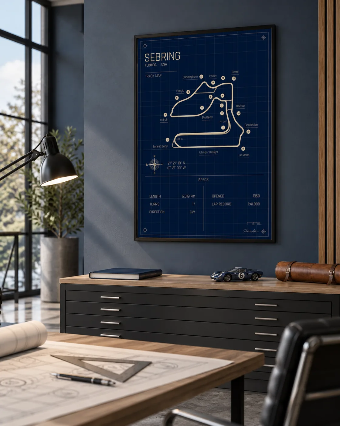 Sebring track map poster, Blueprint edition