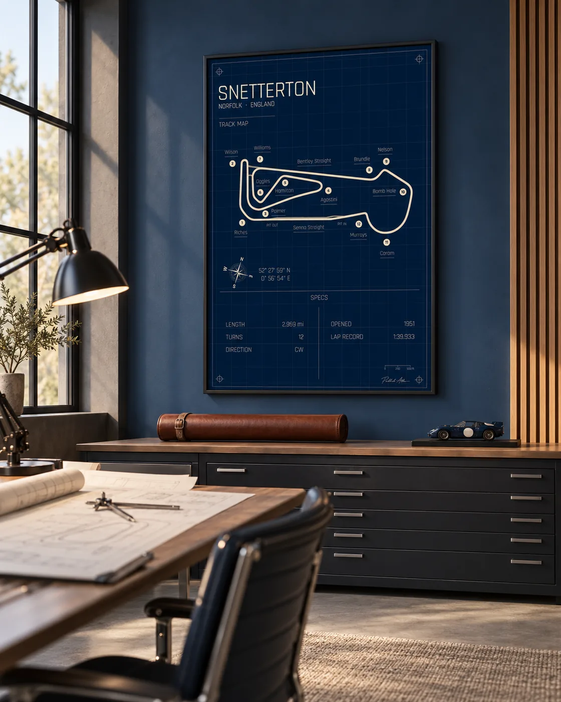 Snetterton track map poster, Blueprint edition