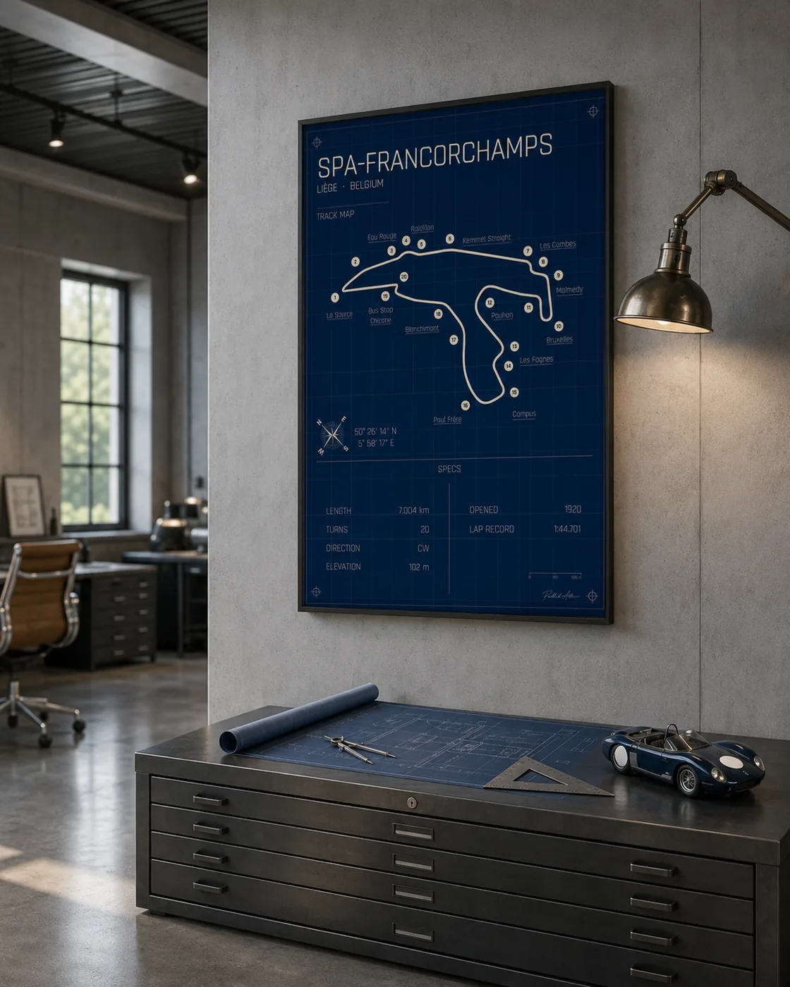 Spa-Francorchamps circuit poster — Blueprint (Poster)