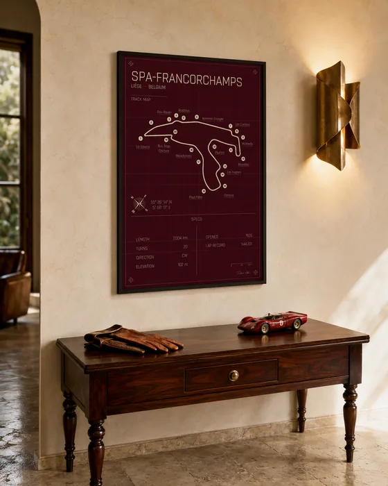 Spa-Francorchamps circuit poster — Rosso edition
