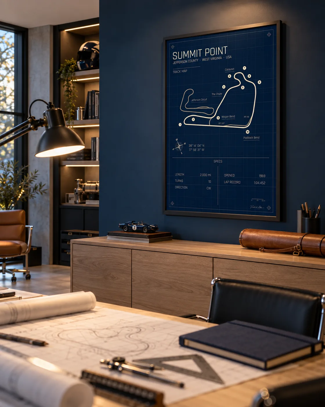 Summit Point track map poster, Blueprint edition