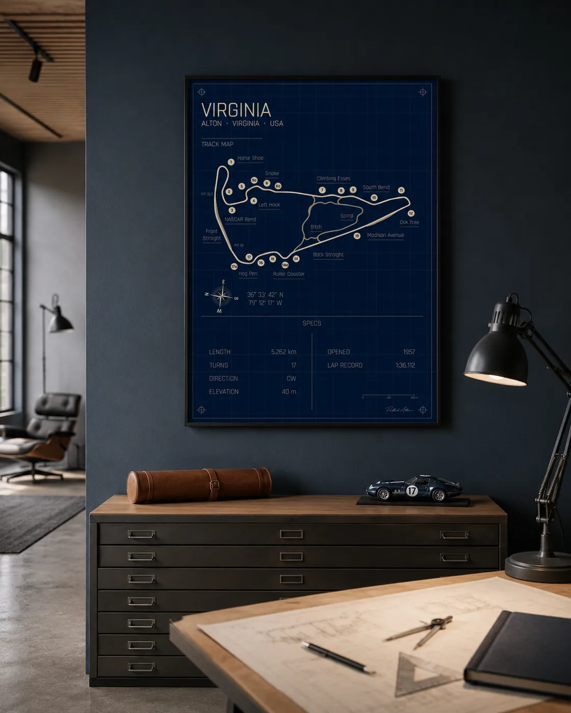 Virginia International Raceway circuit poster — Blueprint