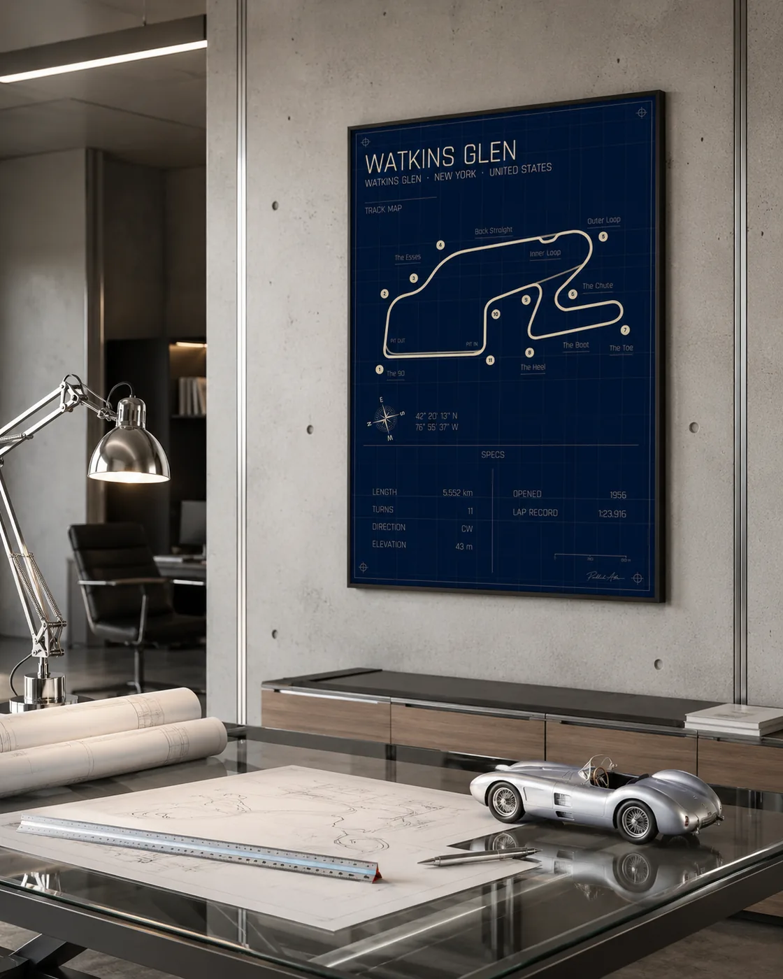 Watkins Glen circuit poster — Blueprint