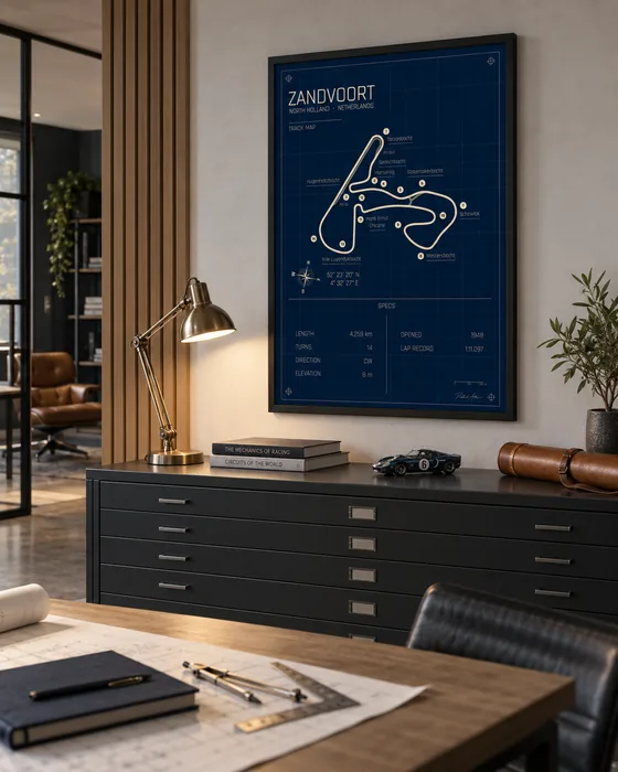 Póster del circuito de Zandvoort, edición Blueprint